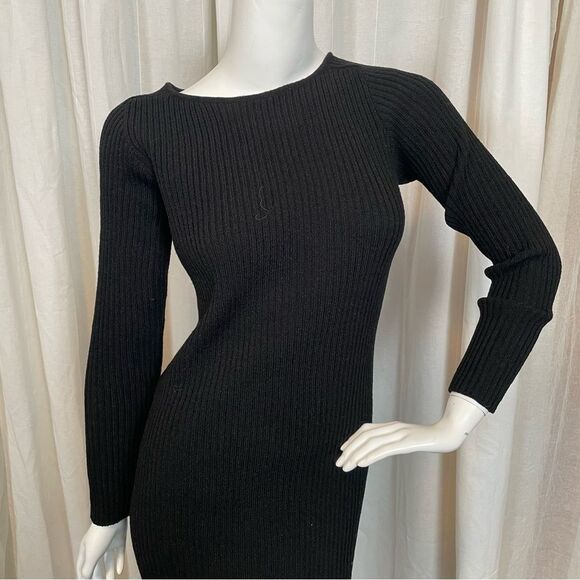 Margaret O’Leary Wool Knit Ribbed Midi Dress Size M/L - Picture 2 of 9